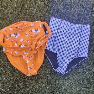 Coral Reef Women's High Waist Retro Bikini Bottom Set‎ Size S